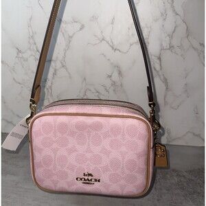NWT Coach CEK74 Mini Carey Powder Pink Shoulder Bag Signature Leather
